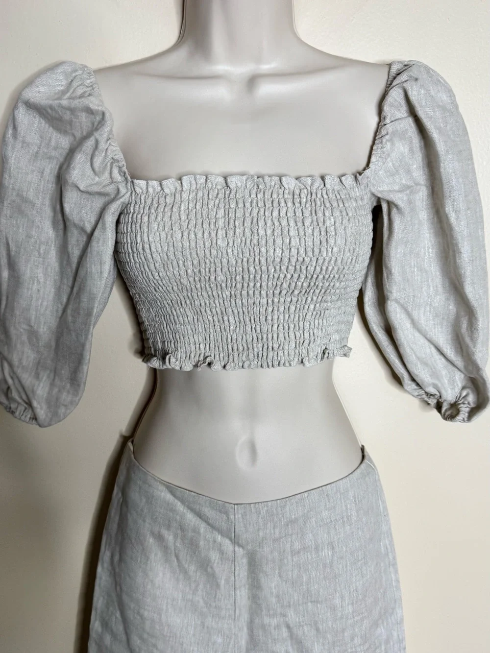 Reformation Scarlett Linen Two Piece Set in Oatmeal womens size 0 New